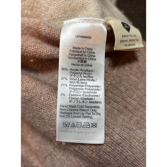 Madewell  Mock Neck Sweater Womens Cream Brown Good Pocket Relaxed size Xs - Picture 12 of 12